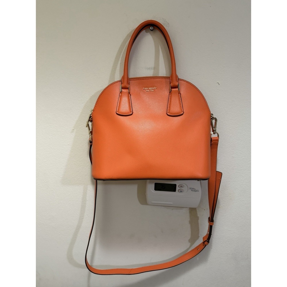 Kate Spade Sylvia Large Dome Satchel Pumpkin Orange Leather Handbag PXRUA271